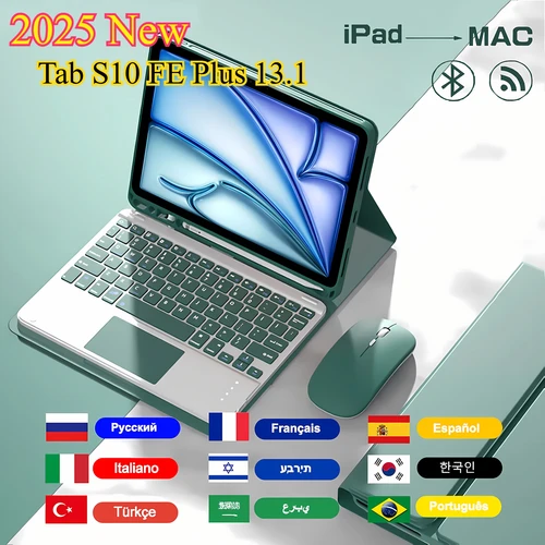Imagen 1 del producto 2025 nueva Tab S10 FE Plus 13,1 ""funda con teclado táctil y ratón para Samsung Galay S10 FE + Funda de 13,1 pulgadas a prueba de golpes para tableta