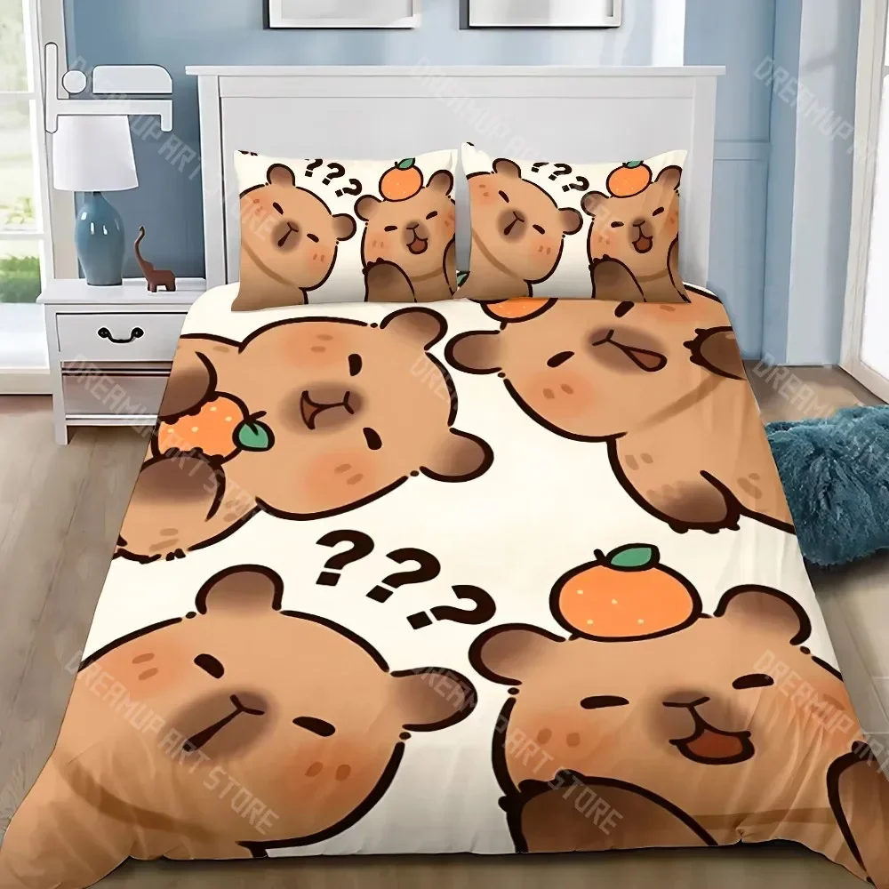 2026 3D Print Cute Capybara Duvet Cover Pillowcase Bedding Set Adult Boy Girl Bedroom Decoration Children Gift Single Double Lar
