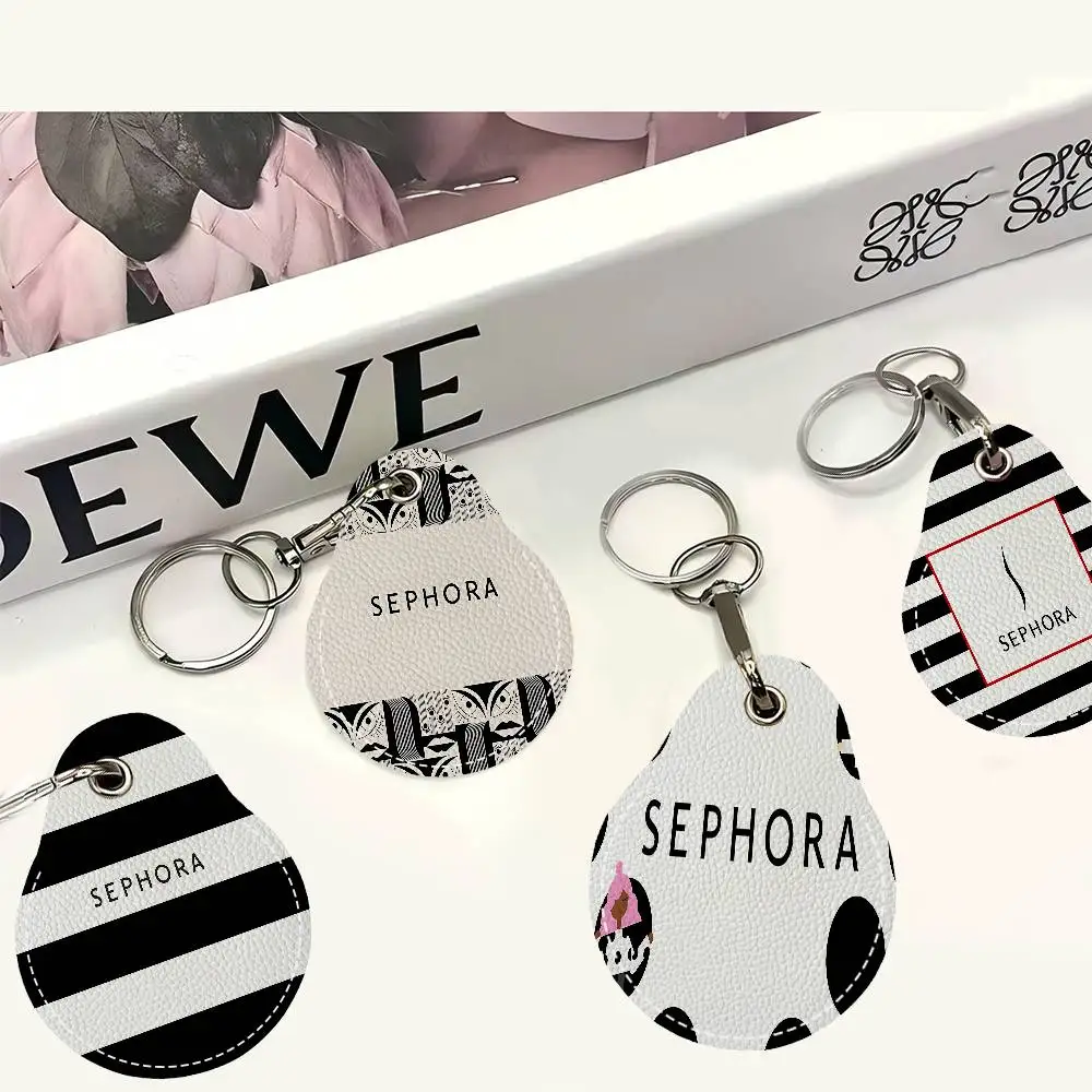 Beauty Retailer S-Sephora Leather access card holder, water drop keychain, bus card elevator induction protective cover