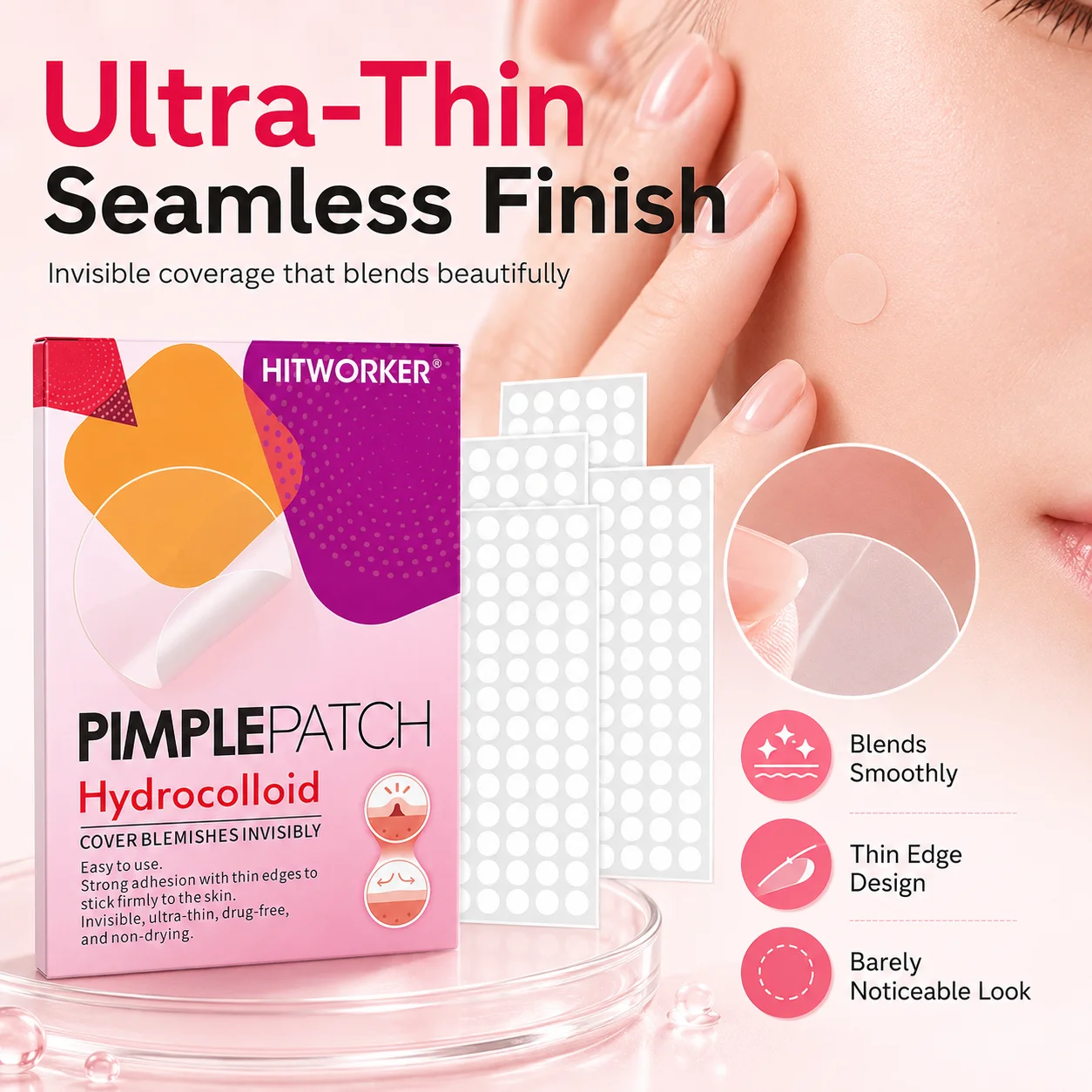 1200/400pcs/box invisible acne patch set - deep cleaning high-quality water-based acne stickers, gentle and skin friendly - view 6