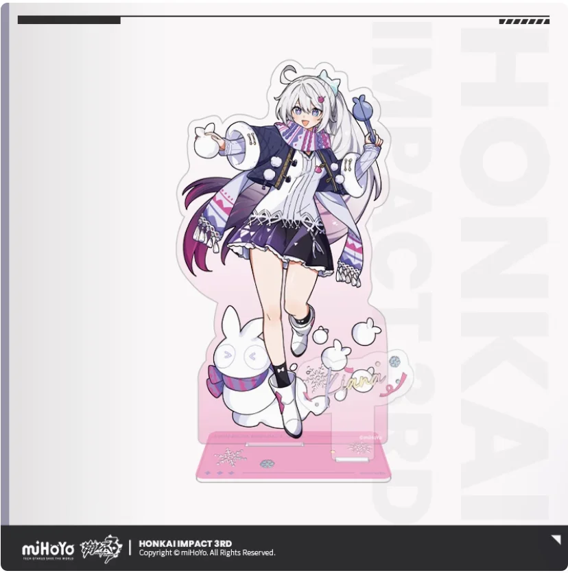 2024 Anime Silver Winter Snow Fun Series Kiana Bronya Seele Stand Figure Model Plate Desk Decor Gift Honkai Impact 3 MiHoYo