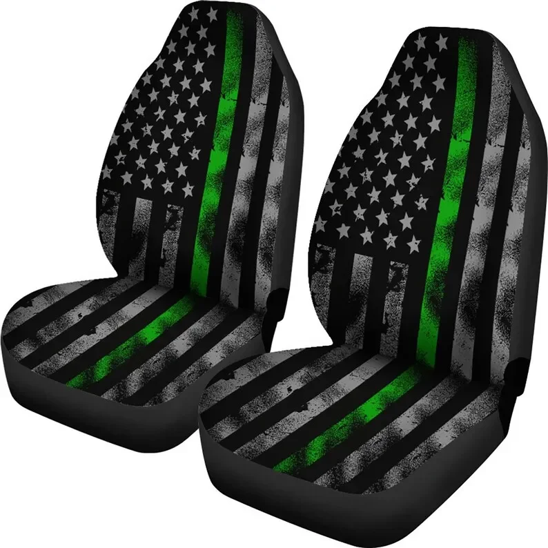 Army Thin Green Line Car Seats Set of 2 Military solider Interior Accessories Printing Dirt Resistant Protective Car Seat Covers