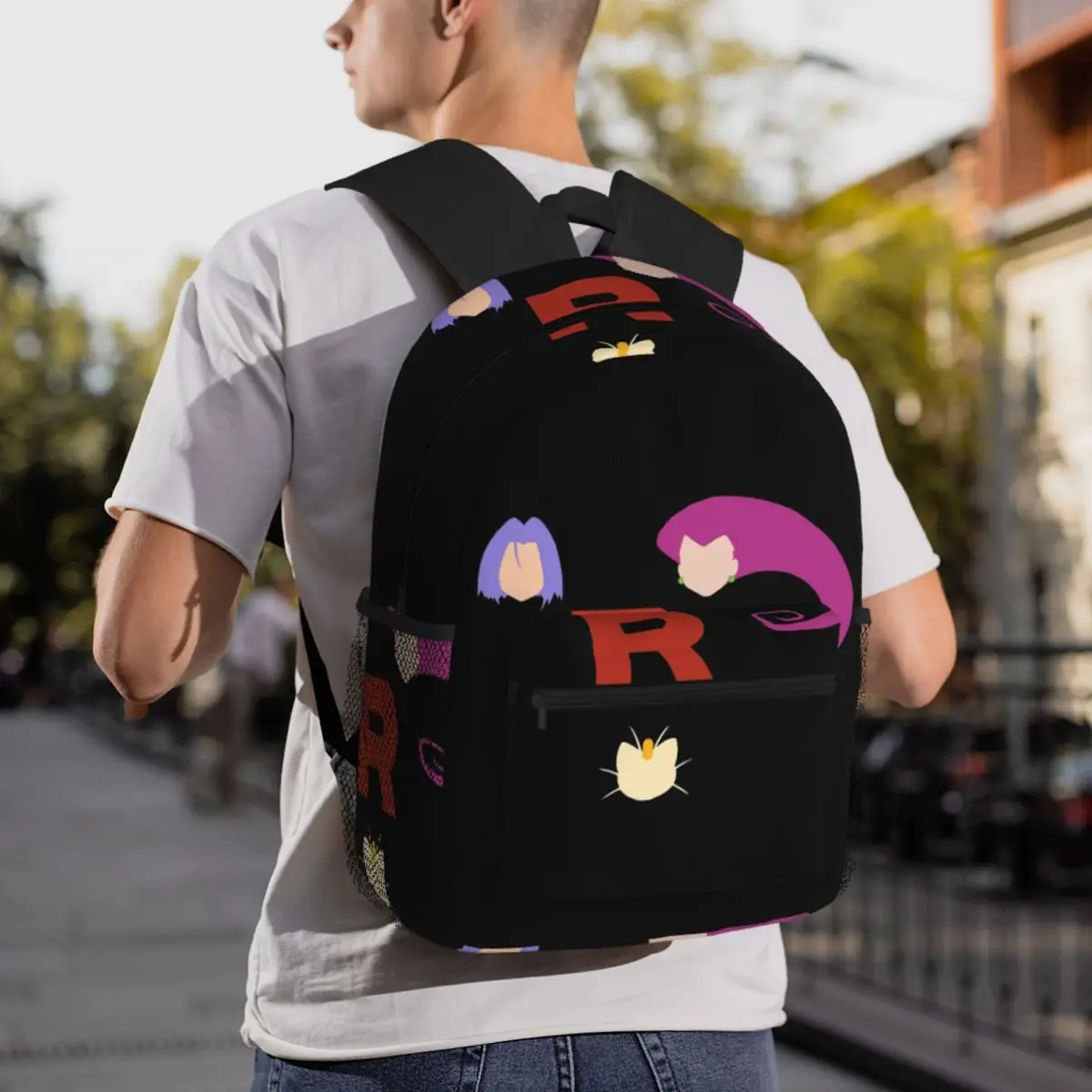 Letter R Team Rocket Logo Backpack Daypack Large Capacity Kids BookBag School Bag Shoulder Bags for Men Women