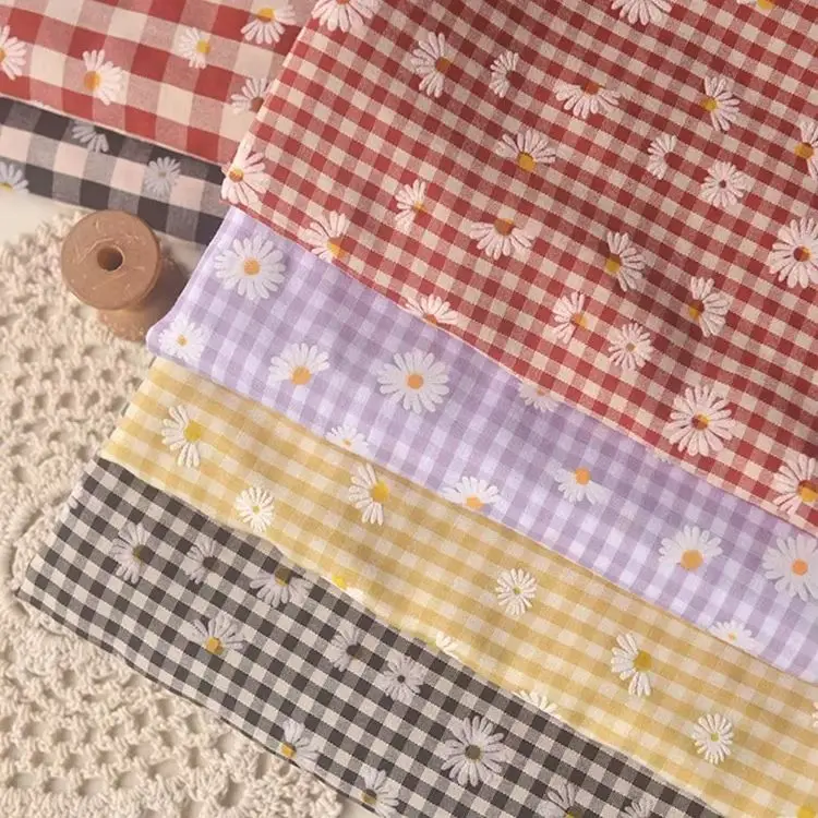 135x50cm Premium Quality Small-Check Polyester-Cotton Blend Fabric with summer lattic Pattern for Clothing and Crafts