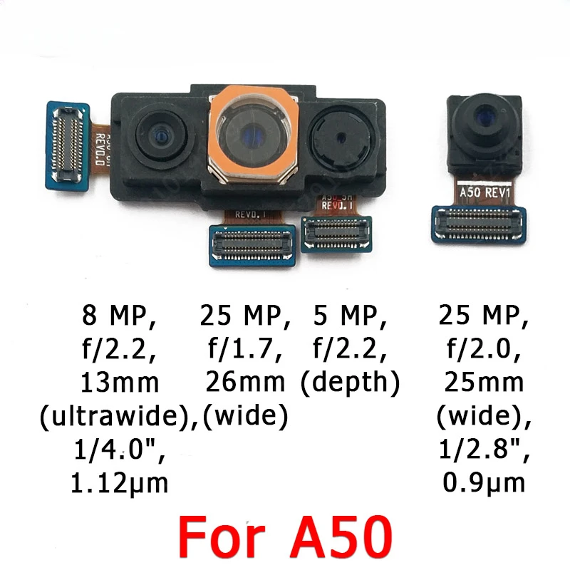 

Front and Rear Back Camera For Samsung Galaxy A50 A505 Main Facing Camera Module Flex Cable Replacement Spare Parts