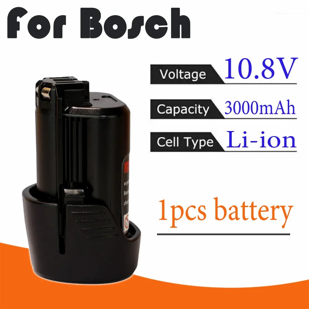 Para batería de iones de litio Bosch 10,8 V 3000mAh, Compatible con herramienta eléctrica TSR1080 GSR10.8-2 GSA10.8V