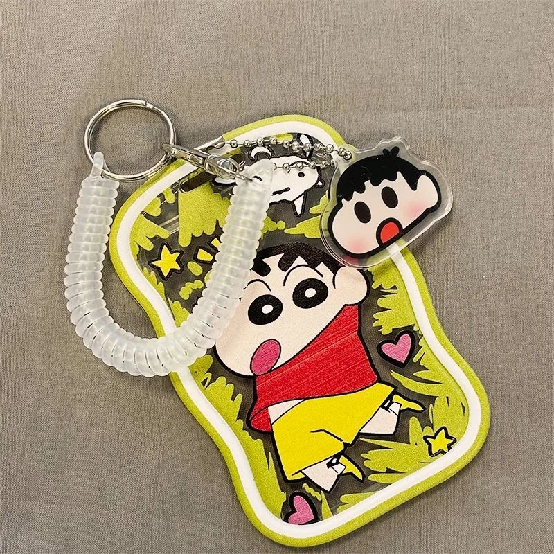 

Crayon Shinchan Cartoon Anime Holder Transparent Card Holder Keychain Photo Sleeves Bus Card Student Card Case Protector Gift