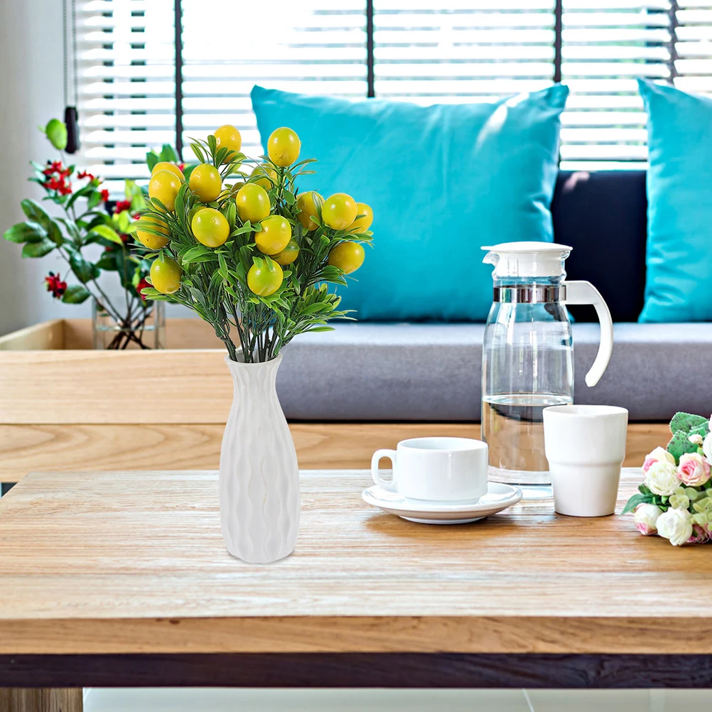 

4Pcs Artificial Lemon Tree Stems Realistic Faux Fruit Branches Plastic Lemon Branch Bouquet for Indoor Outdoor Home Party Decor