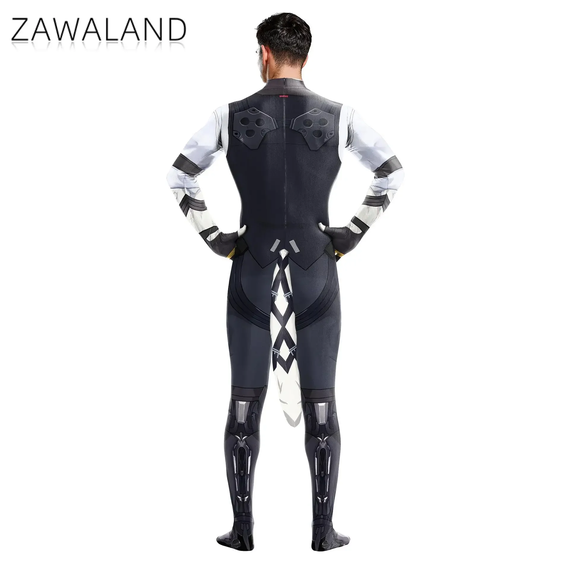 Zawaland zenless zona zero von lycaon bodysuit completo grande cauda zíper homem halloween cosplay traje zentai terno roupas de festa