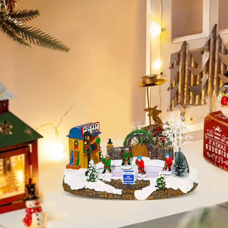 Christmas Decorations Music Glowing Snowy scenery House Resin Handicrafts Desktop ornaments Christmas little gifts