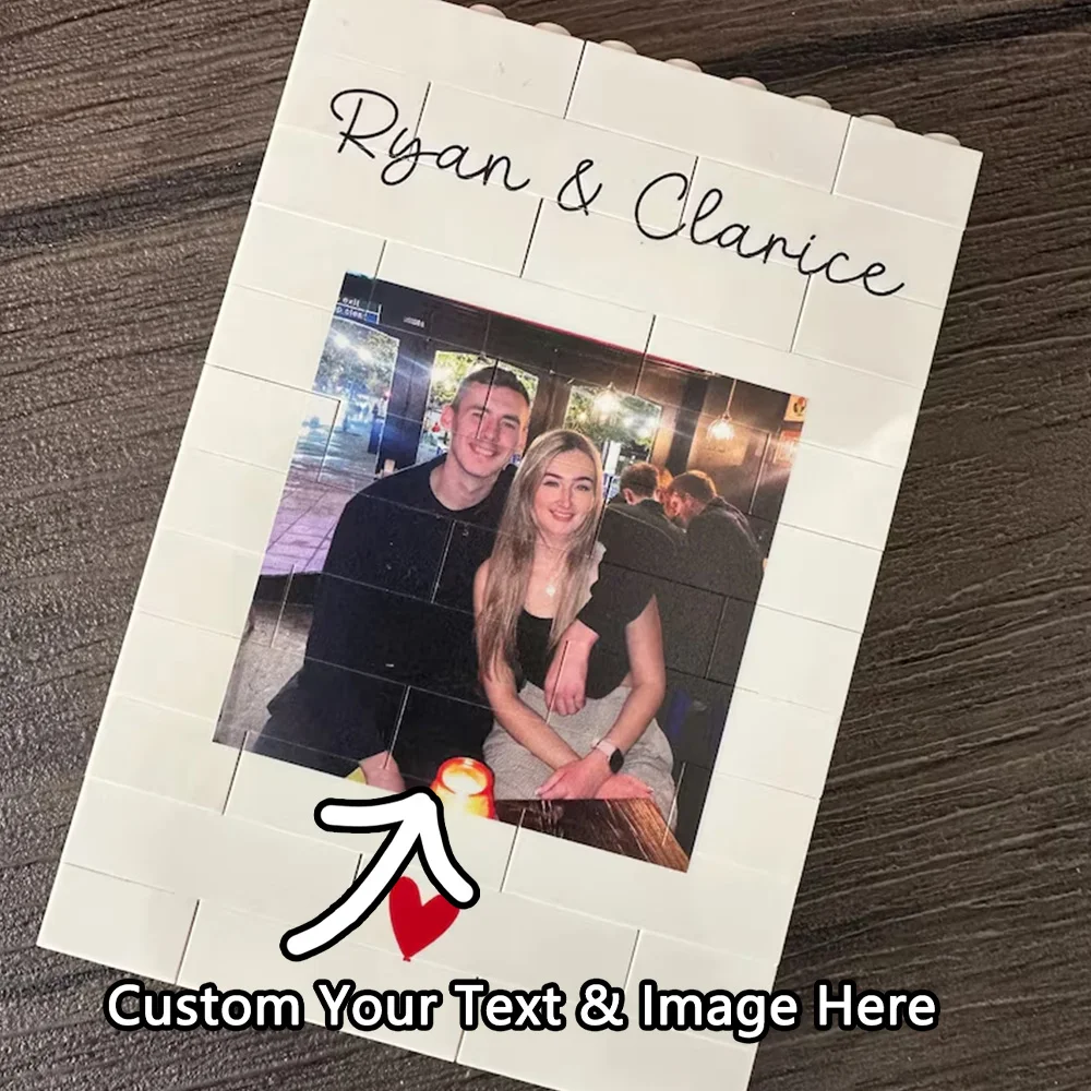 Custom Mummy & Me Brick Photo Block, Personalized Building Block Gift for Mum, Mom, or Her, White Puzzle Frame for Any Occasion