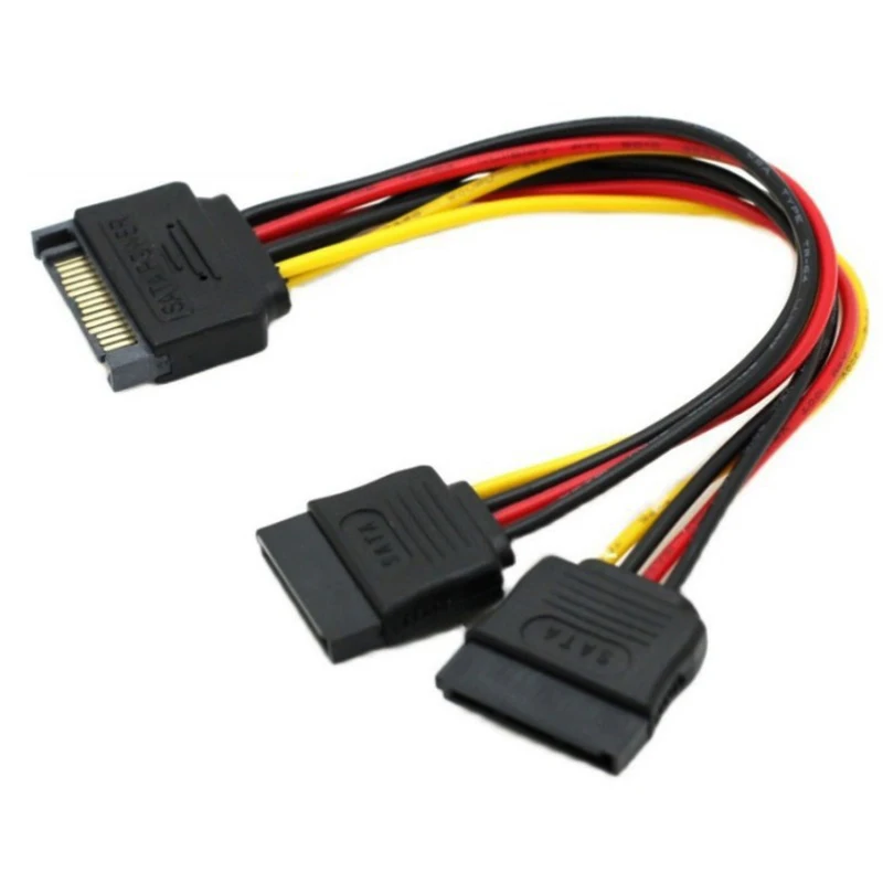 1PCS High Quality 15Pin SATA Power Splitter Cable Male To Dual Female Connector for Hard Disk Drive
