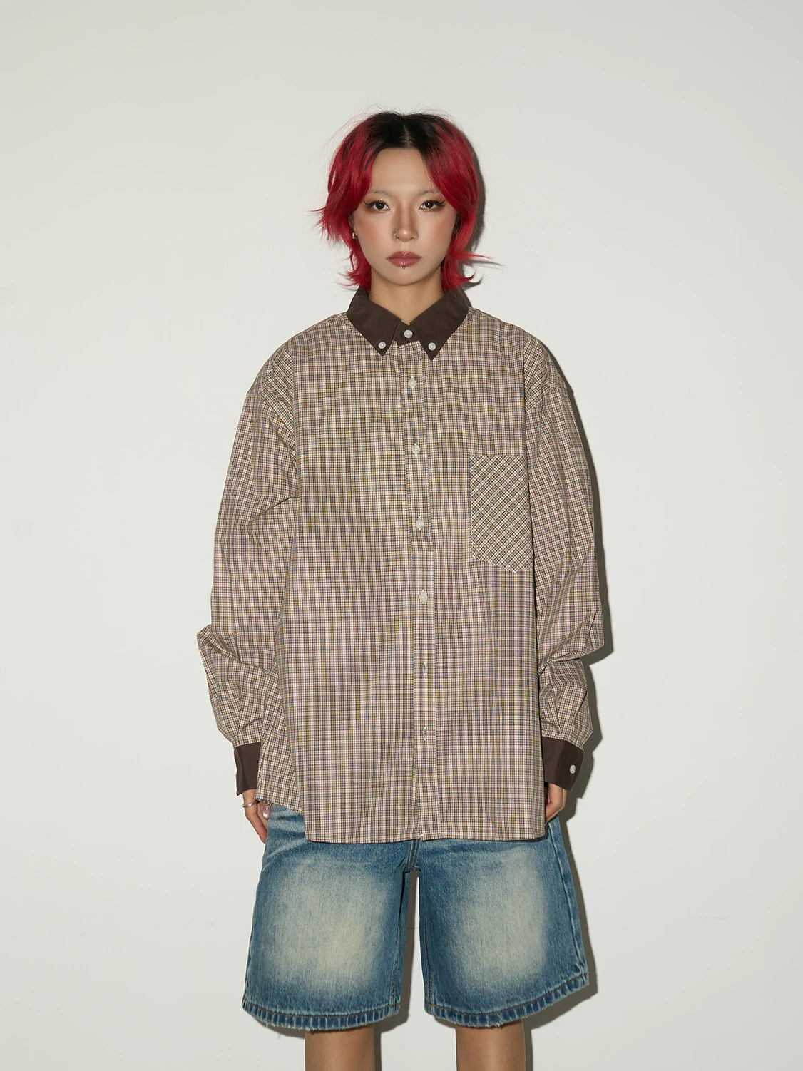 

MICHINNYON Briti Sle Long Sve Plaid irt Color Blo Collar Мужская универсальная рубашка с длинным рукавом в клетку, хлопковая, приталенная, весенняя, модная