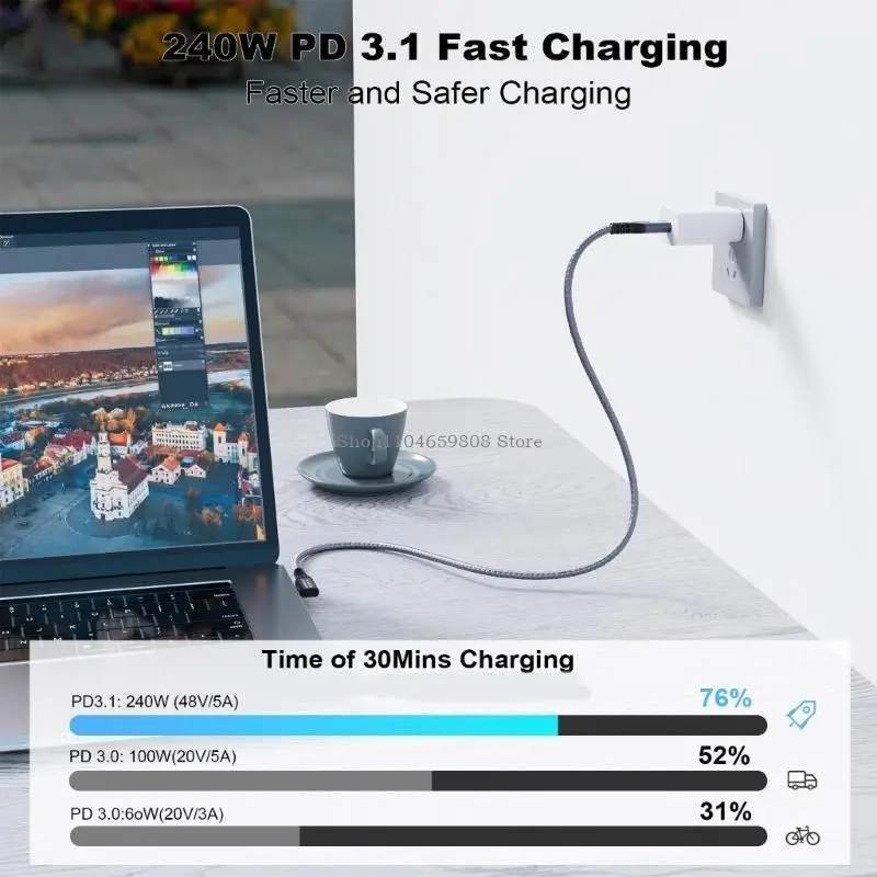 Straight Head USB C Extension Cable 20Gbps 240W for Fast Charging