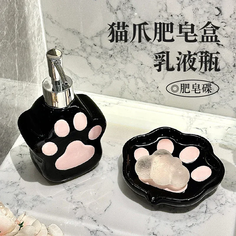 

Милая кошачья лапа, дозирующая бутылка для мытья рук, гель для душа, шампунь, пресс-бутылка, керамическая бутылка для лосьона, аксессуары для ванной комнаты, мыло
