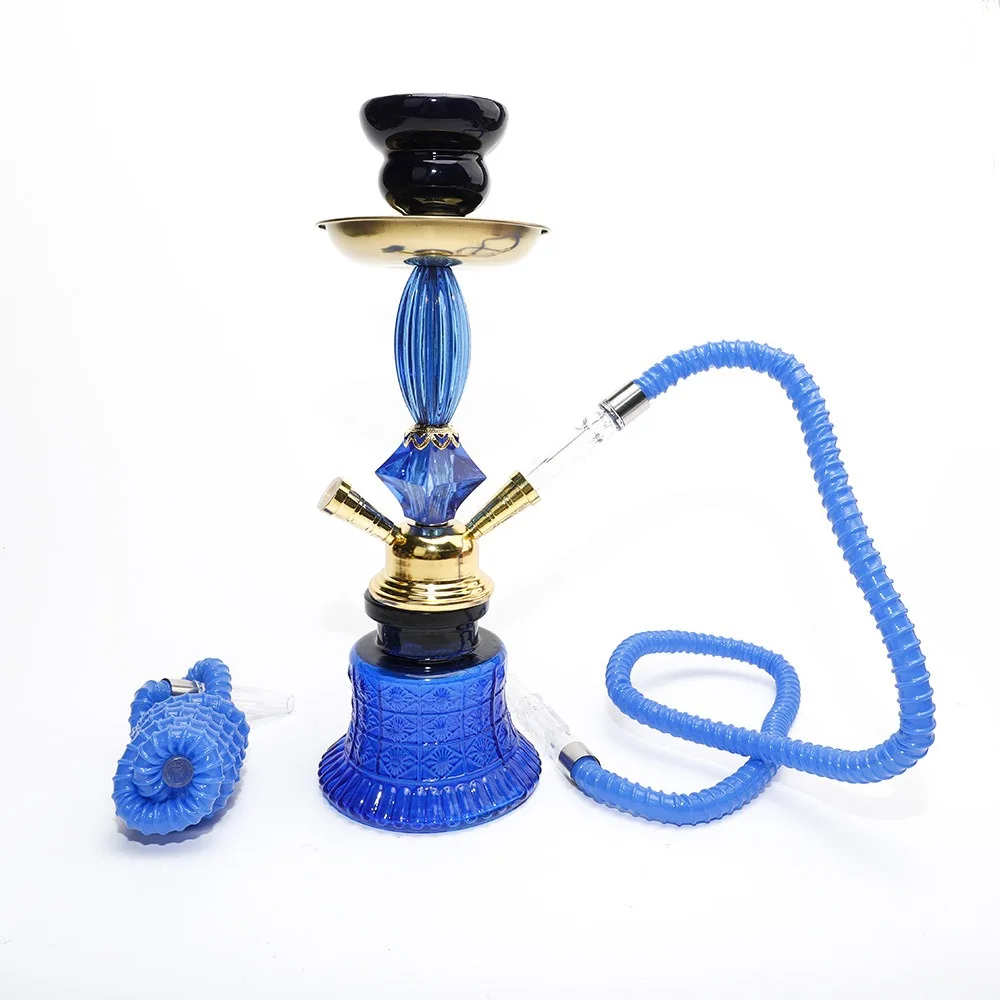 Black Blue Purple,11.8in\30cm Small,Double Hose 2,Bar Shisha Full Set Luxury Smoking Pipe Hookah Set,Glass Vase