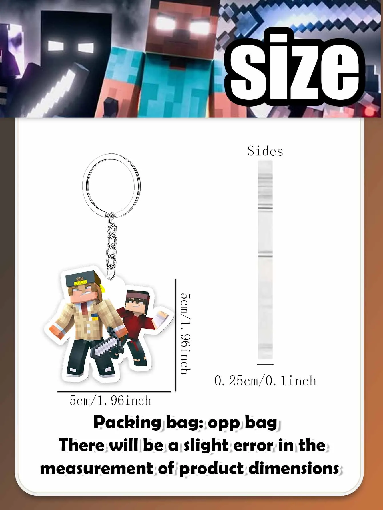 Pixel Game Character Keychains Birthday Party Decor Set, Themed Ornament Pack for Boys Party Supplies