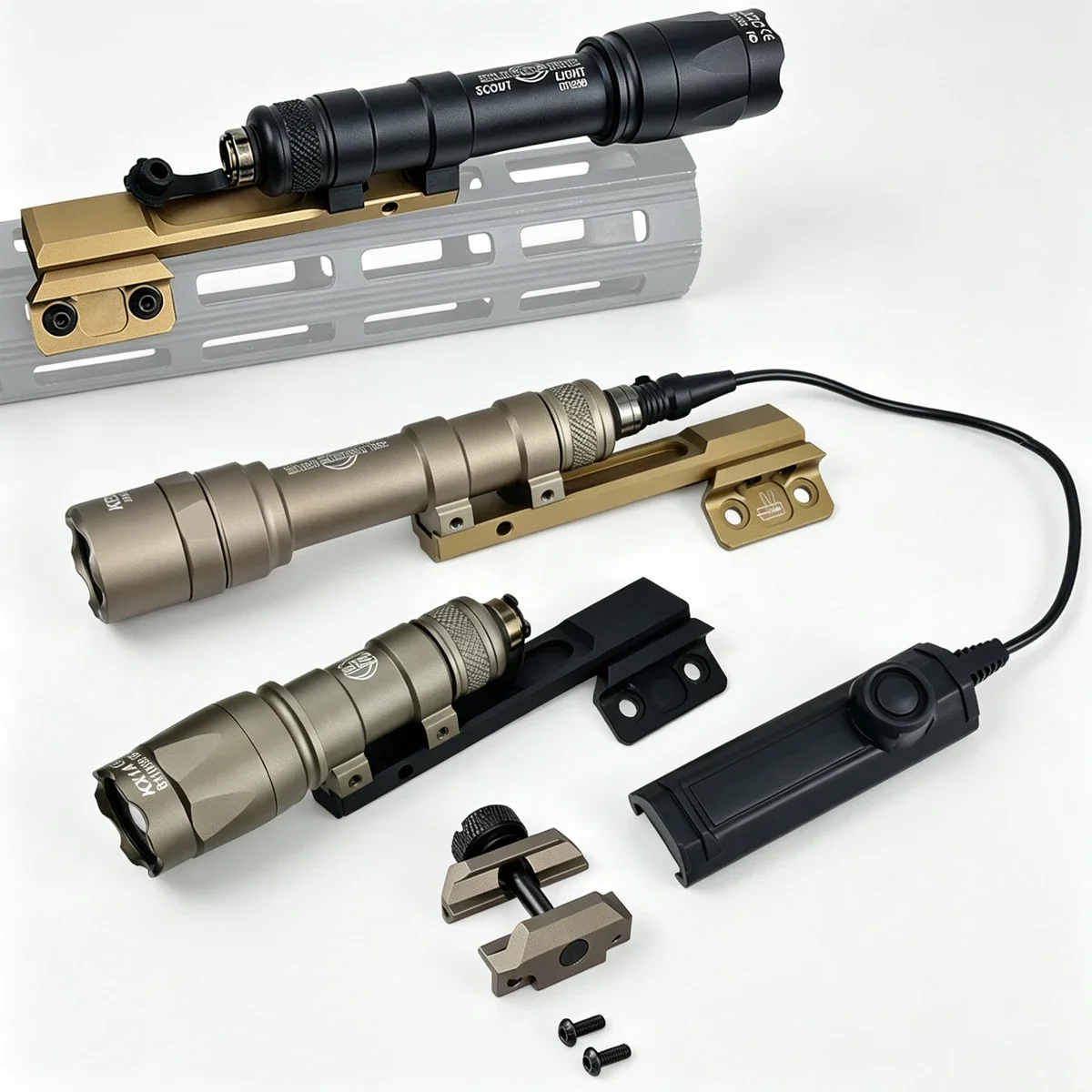 Surefire M300 M600 Powerful Flashlight with Extended Side Mount Fit 20mm M-LK Keymod for AR15 M300B M600C Scout LED Light Torch