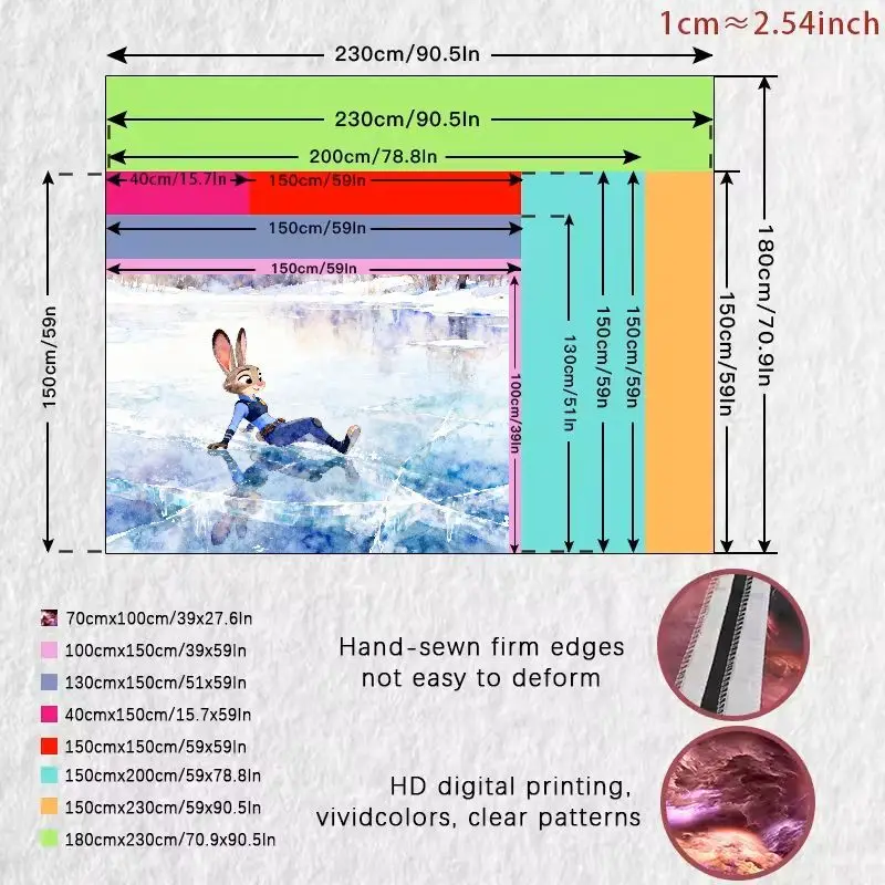 1 шт. Zootopia Judy Hopps ледяной синий гобелен современный акварельный настенный художественный милый полиэстер декор комнаты подарок для фанатов и детей