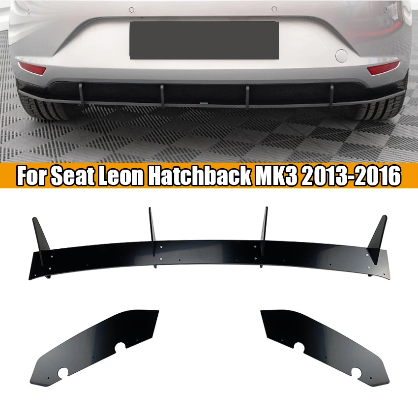 

Car under Rear Bumper Diffuser Lip Spoiler Protector For Seat Leon Hatchback MK3 2013-2016 Rear Side Splitters Guard By Black