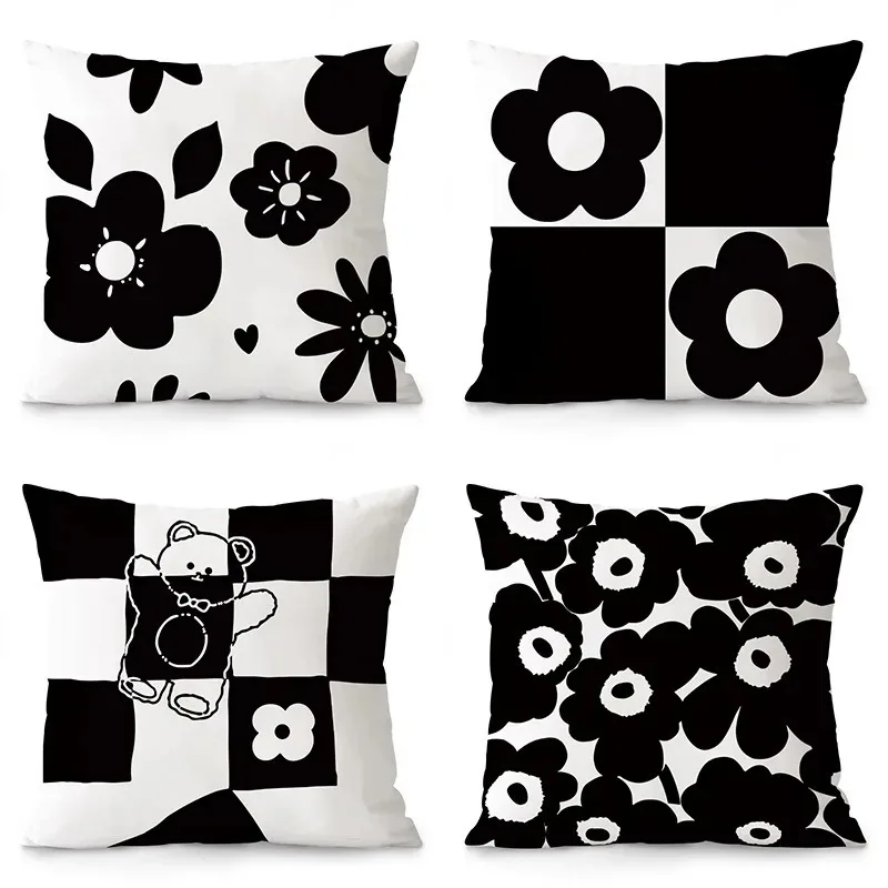 Black and White Light Luxury Simple Pillowcase Interior Decoration Office Living Room Home Pillowcase