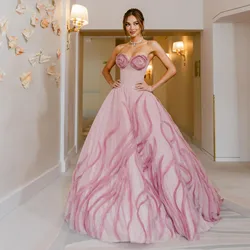 Couture Dusty Rose Pink Long Evening Dresses With Handmade Flower Details Dreamlike Puffy Tutu Tulle Bridal Dress