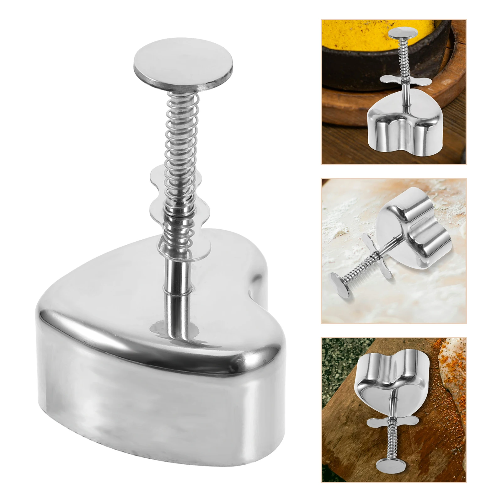 

Stainless Steel Rice Ball Mold Heart Shaped Burger Patty Press Maker Adjustable Non-Stick Food Mold Tool For Balls