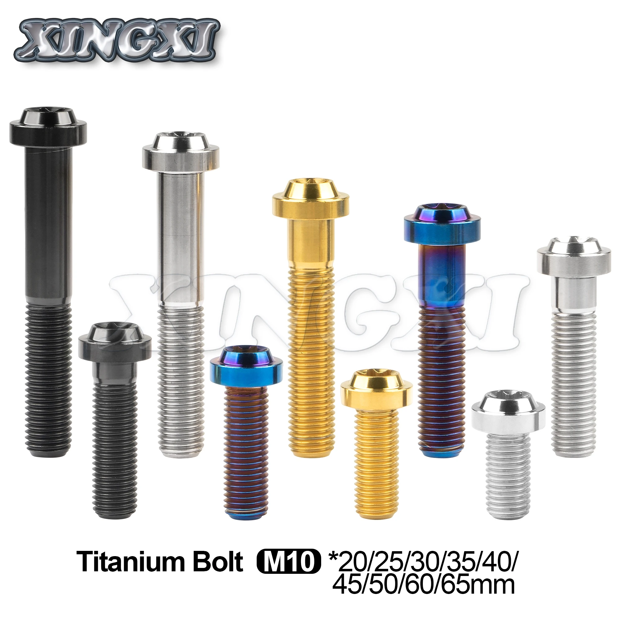 Xingxi Titanium Bolt M10x20 25 30 35 40 45 50 60 65mm Pitch 1.25/1.5mm T45 Torx Plum Head for Motor Bike Car Accessories