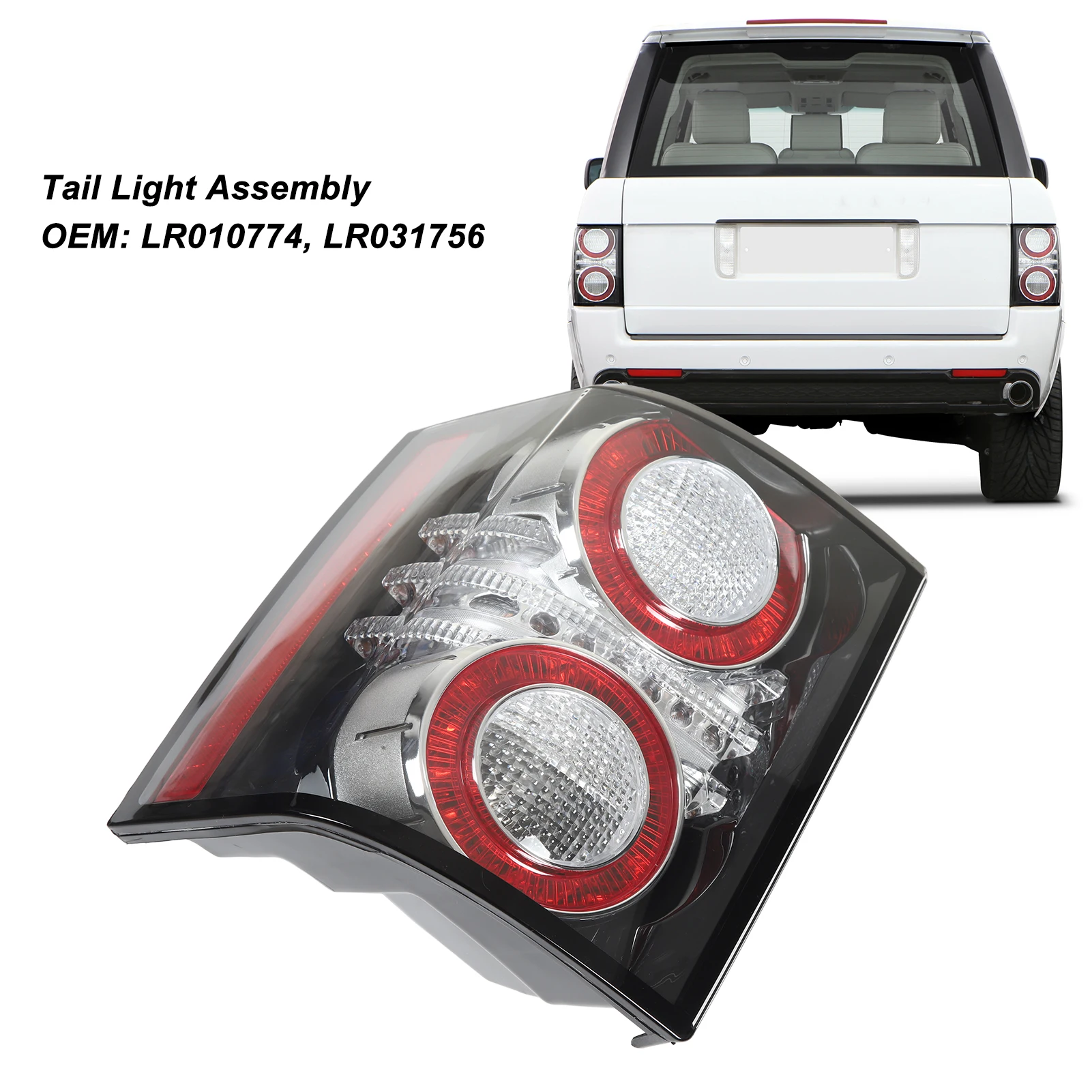 LR010773 Left Side Tail Light Rear Lamp Tail Lights Left Side LR010773 Replacement for Land Rover Range Rover L322 2010 to 2012