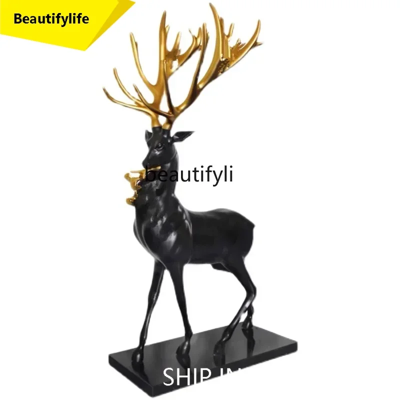 

Sales Office Villa Floor Sculpture Indoor Fortune Fiberglass Deer Large Modern Ornaments