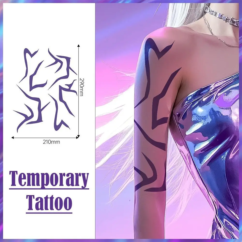 

Cool Tribal Pattern Temporary Tattoos Set Iridescent & Black Styles Waterproof Removable Body Art Stickers For Party Cosplay