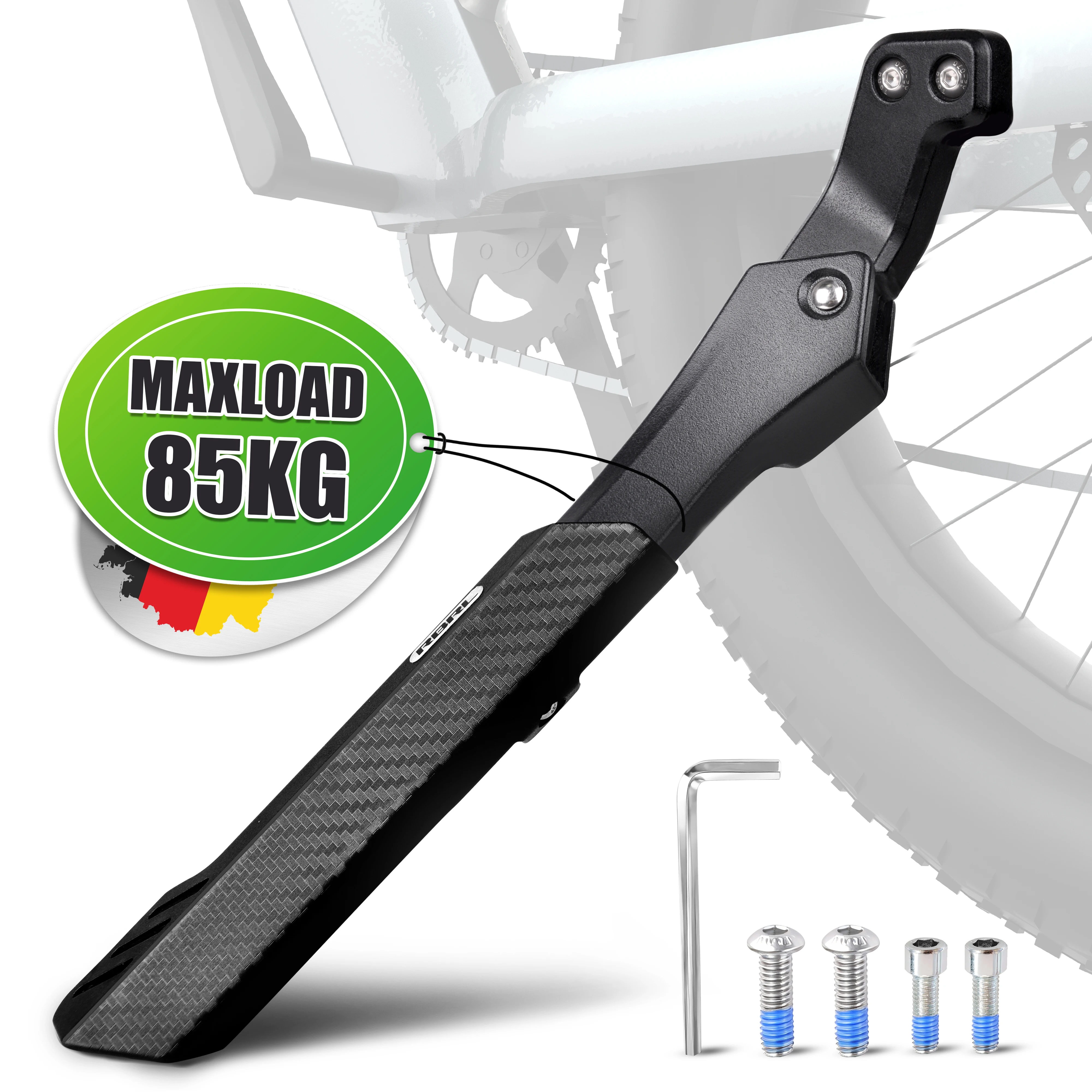 

RBRL Electric Bicycle Kickstand Widen Base Anti Slip Bicycle Stand for 26-29" E Bike Aluminum Adjustable Universal Support 18mm