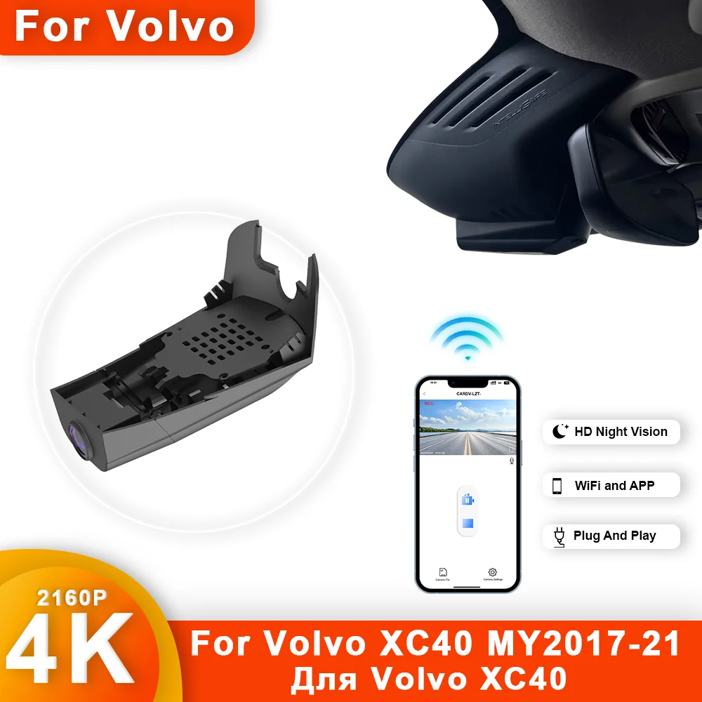 

Customized 4K HD 2160P Plug and play Dash Cam For Volvo XC40 2017-2023 Front and Rear WIFI Car Dvr Dashcam