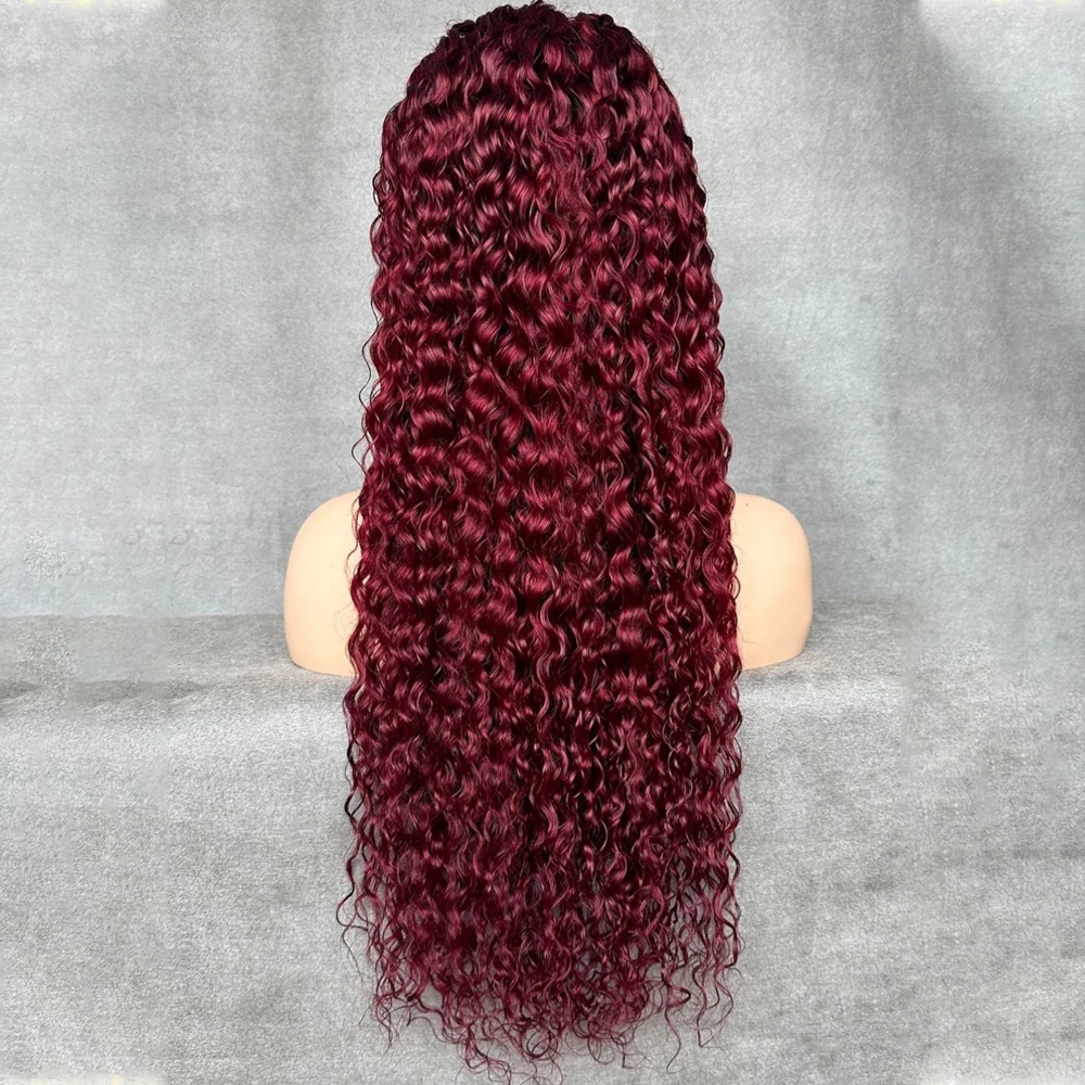 

Бордовый парик из натуральных волос с волнистыми волосами 13x6 13X4, кружевной фронтальный парик, человеческие волосы, плотность 200, глубокая волна, предварительно выщипанный парик для женщин