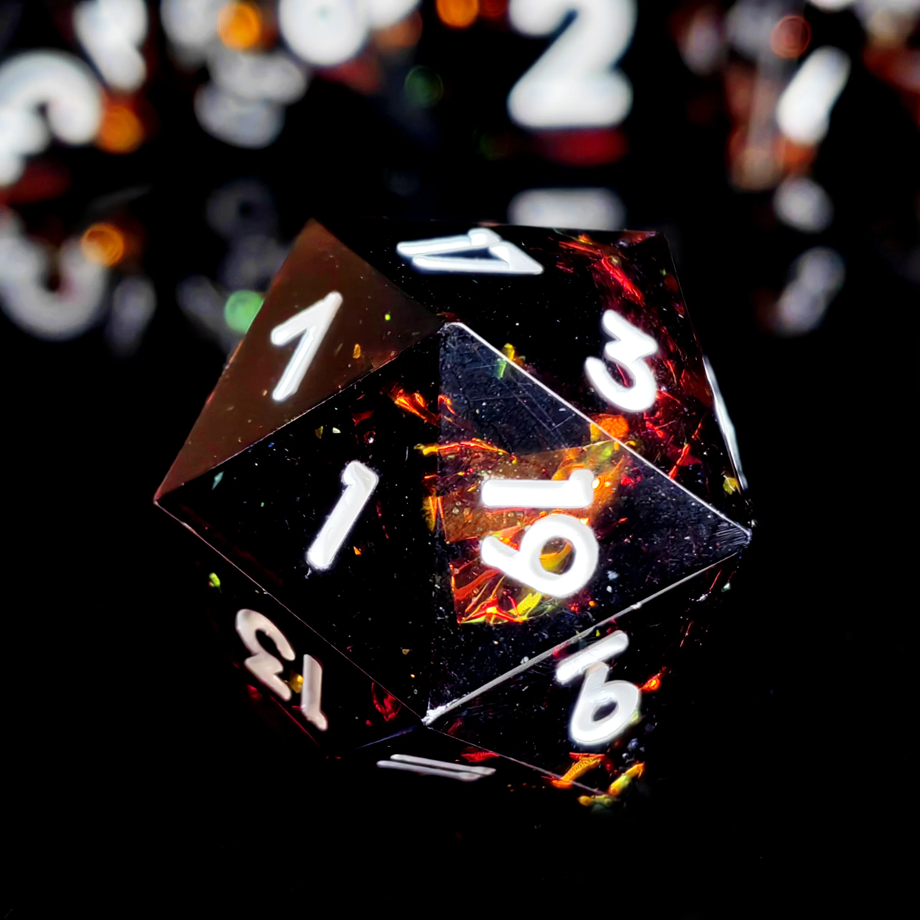 DnD 주사위 세트 7피스 다면체 수지 주사위, 던전 앤 드래곤용 흰색 숫자가 있는 검정색, RPG 게임, D&D 테이블탑 게임