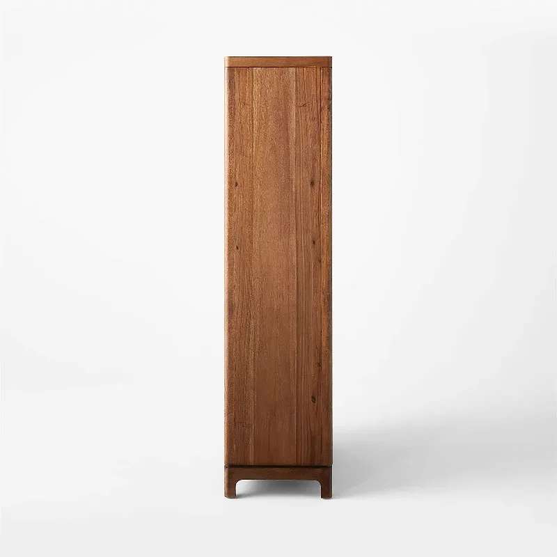 Minimalist design high cabinets with glass doors and front display, home catering office solid wood bookshelves