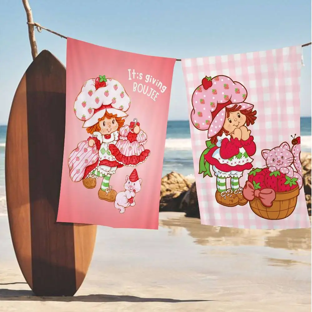 Cartoon Strawberry S-Shortcake cute Beach Swimming Towel Soft Absorbent Washcloth Children's Gifts for Kids Travel Camping Gym