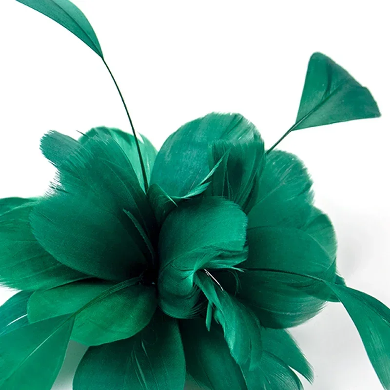 1 Pieces Fascinating  Womens Dark Green Feather Flower Brides Hair Accessories Wedding Hair Appliques Holiday Plume Headpiece