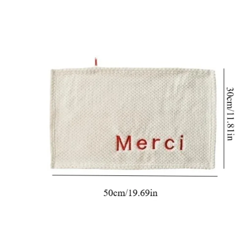 Square Hand Towel with Lettering Embroidery Thick Soft Highly Absorbent Perfect for Kitchen Bathroom Everyday Household Cleaning