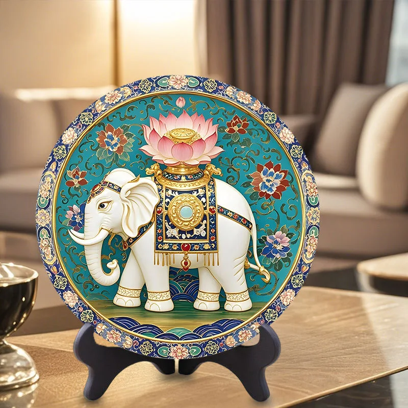 HOME Office parlor decoration ornament Sacred Elephant display Lucky Auspicious propitious birthday gift Office desk decoration