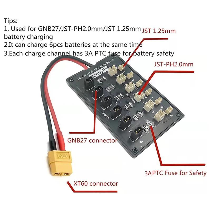 

【Hot-Sell】1S 6 Series Battery Parallel Recharging Board Built-In Short Circuit Protections Supports Most Lipo Balance Recharger