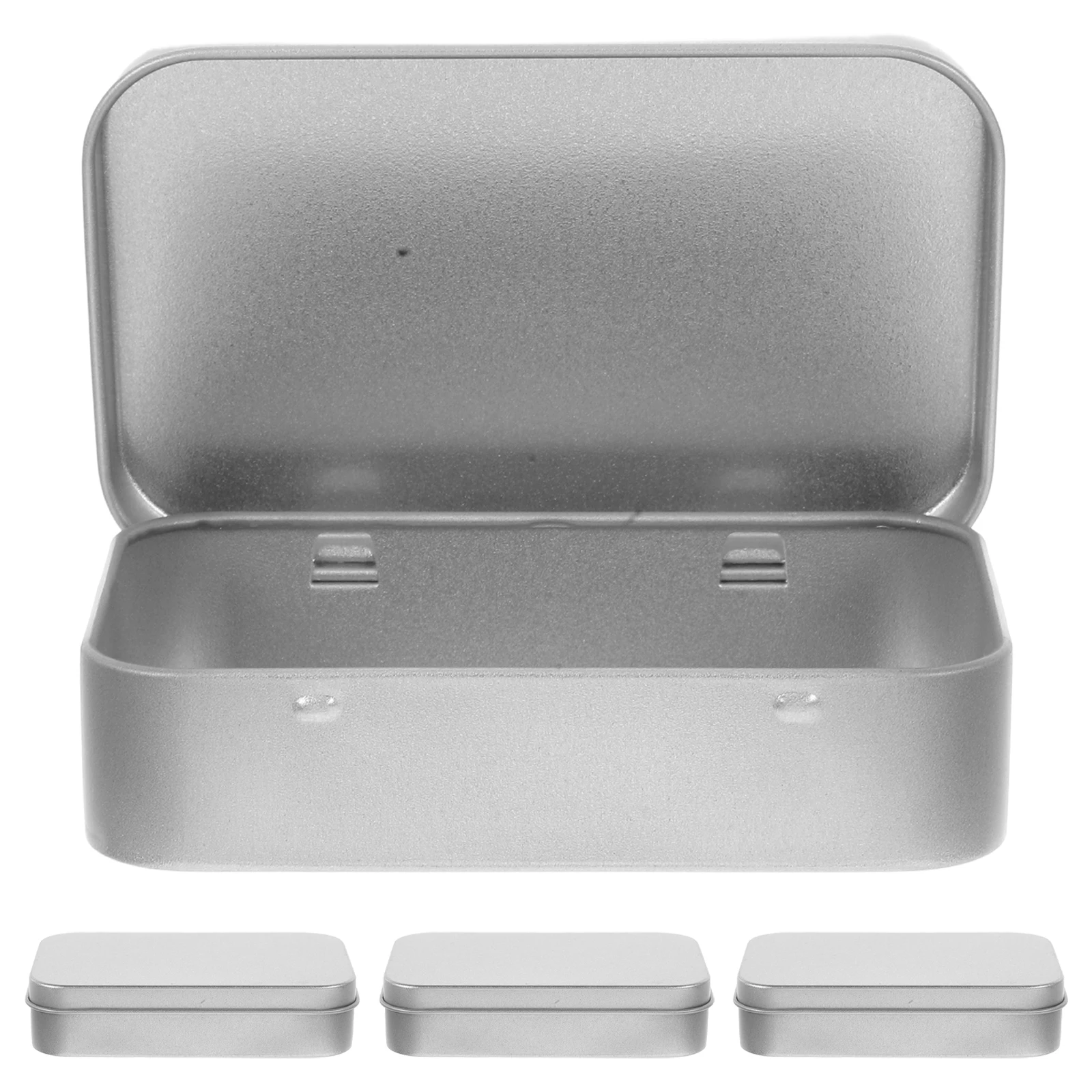 4pcs Mini Tin Box Hinged Lid Small Metal Storage Container For Candy Tea Jewelry Buttons Nails Mints Fishing Bait Sewing