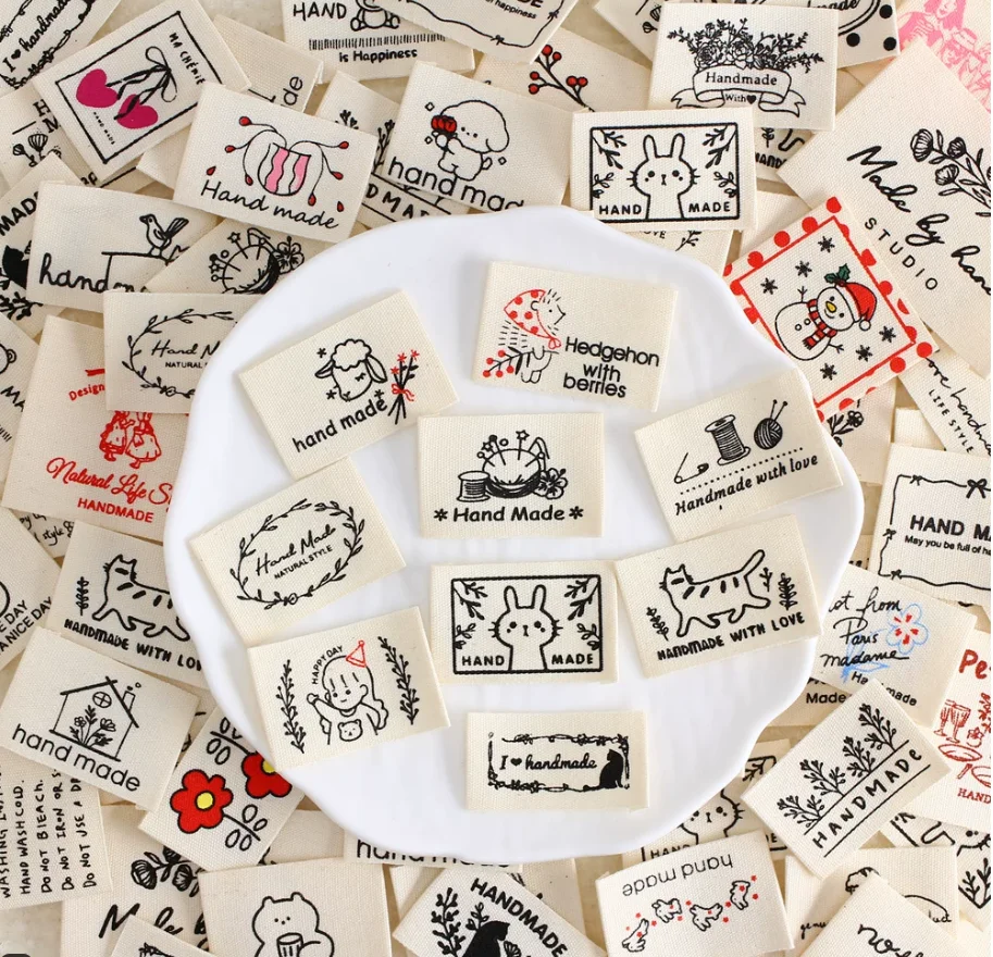 Custom-Made DIY Fabric Labels New Collection Cute Plant Cartoon Digital Designs Hidden Logo Brand Identification