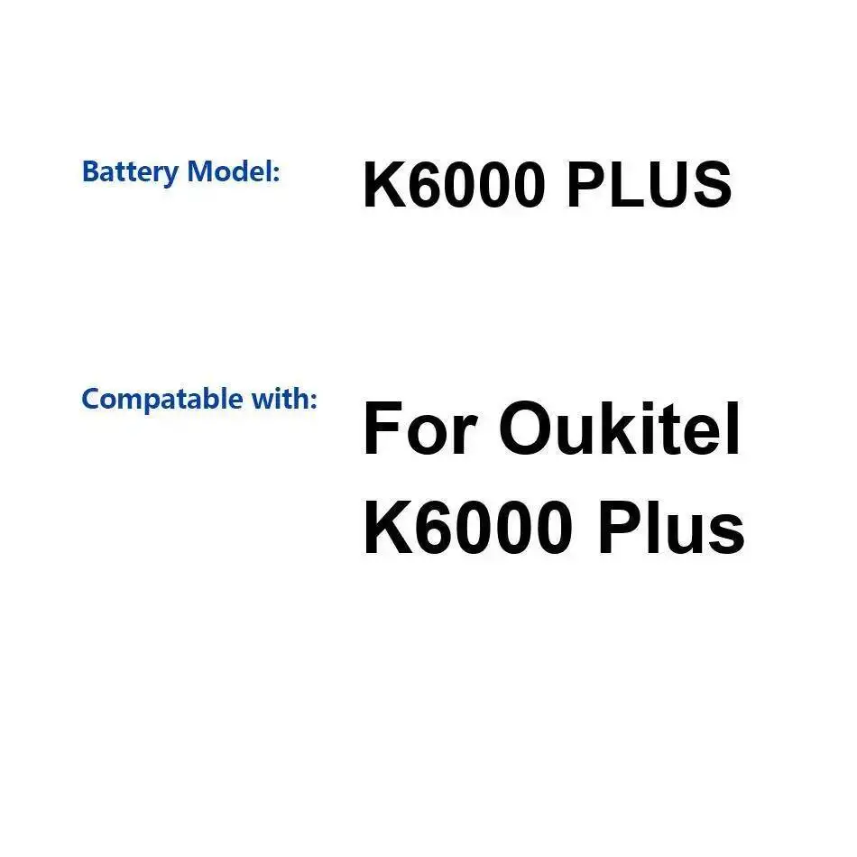 

Долговечный аккумулятор для мобильного телефона Oukitel K6000 Plus 6080 мАч