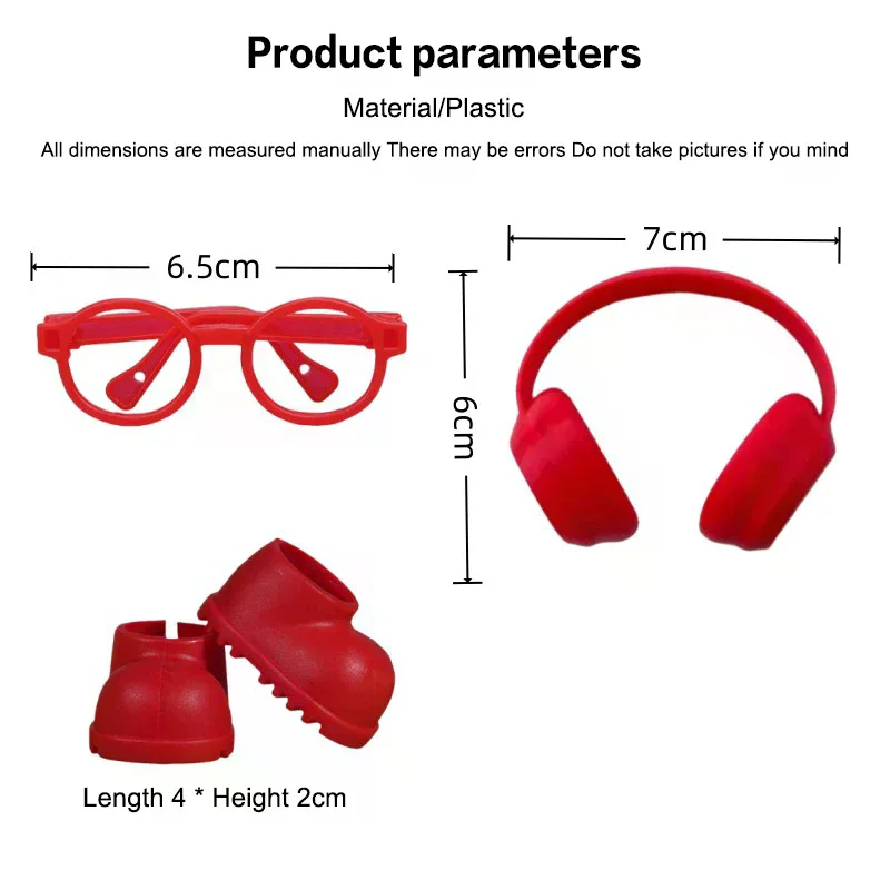 Mini Okulary Buty Słuchawki Akcesoria DIY Zabawki dla Dzieci Prezenty 3 szt./zestaw Pasują do Ubranek dla Lalek o Wysokości 15-17 cm