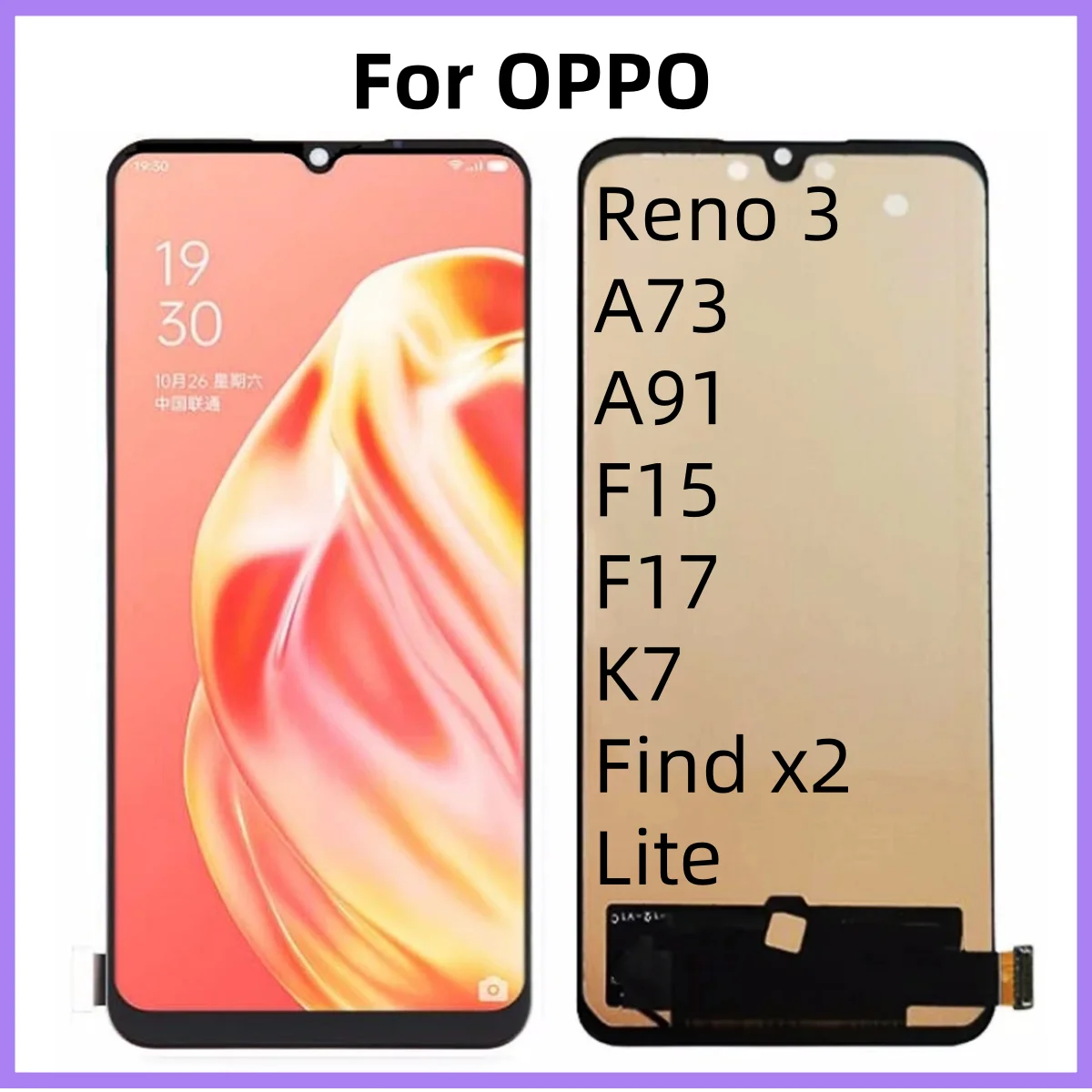 6.4inch TFT For Oppo Find X2 Lite CPH2005 LCD Display Screen Touch Panel Digitizer Assembly For Reno 3 A73 A91 F15 F17 K7 Screen