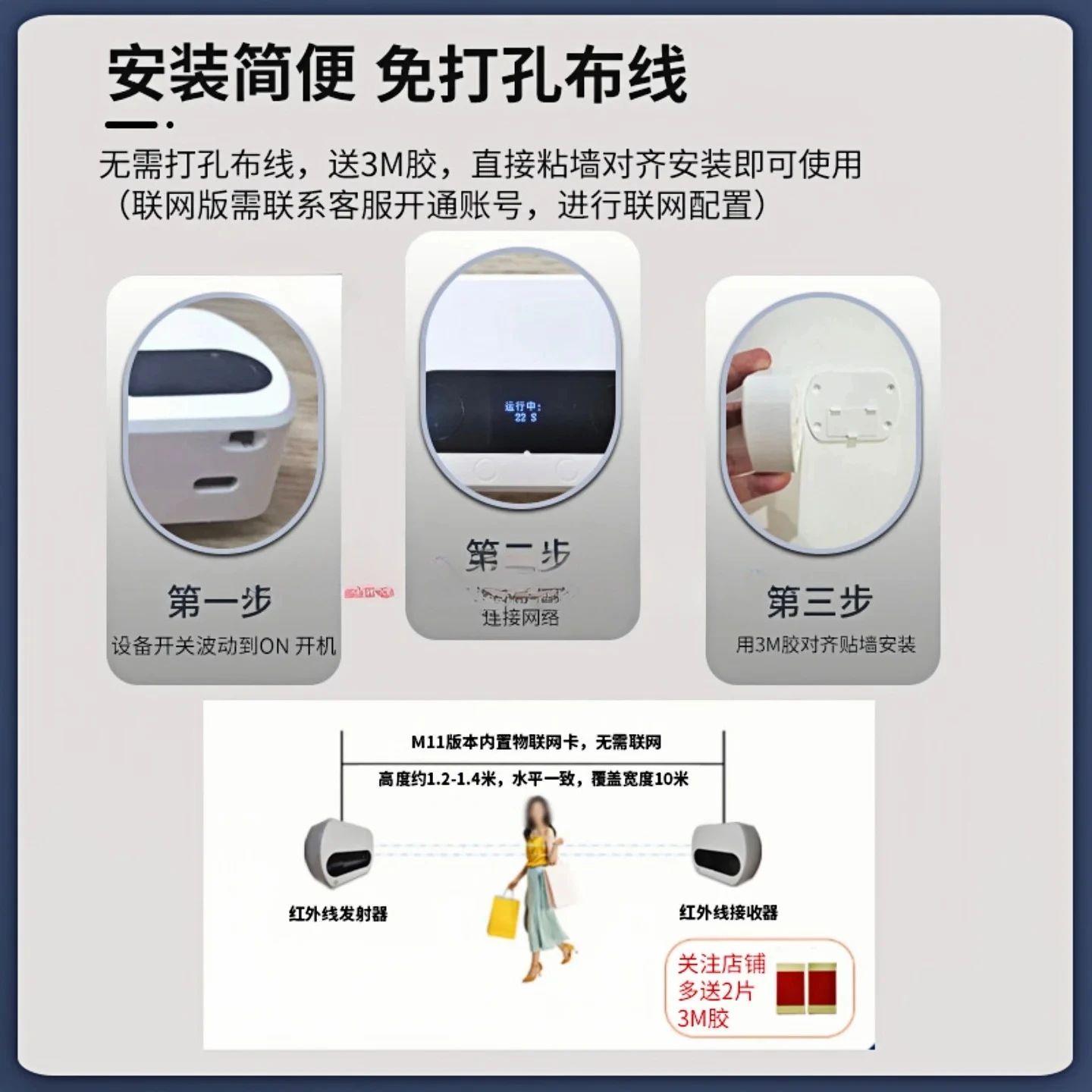 M8 Infrared Wireless Customer Traffic Counter for Malls & Stores — Remote Dual-Way Footfall Data Collection