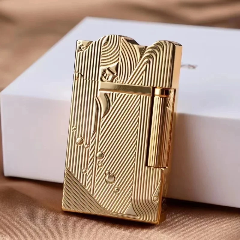 

Golden Sleep Mermaid Pattern Retro Lighter Smoking Pure Copper Gas Lighter Classic Sound Metal Lighter High End Gift