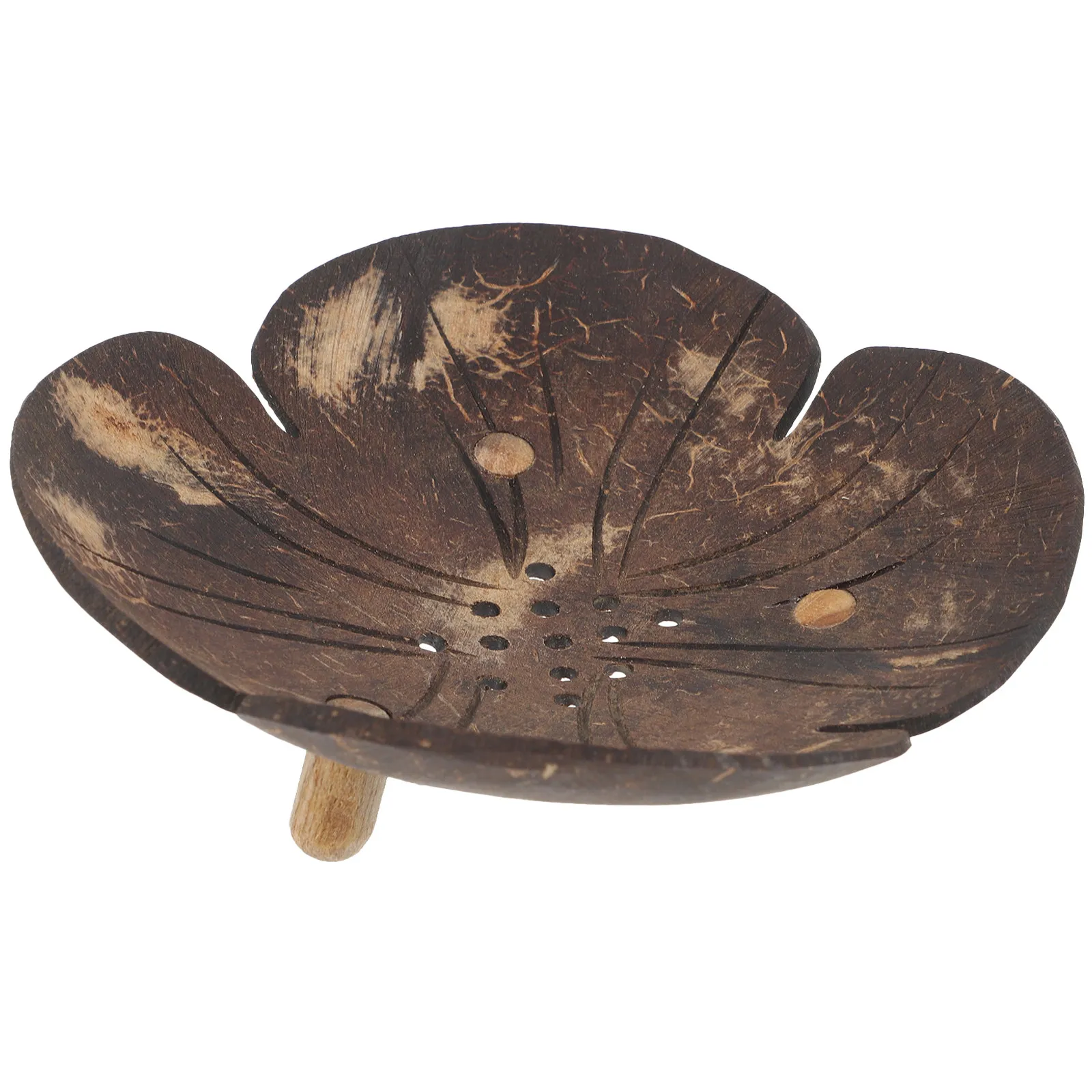 Coconut Shell Soap Dish with Petal Design – Quick-Drying, Drainable Soap Tray for Shower & Shampoo Bar