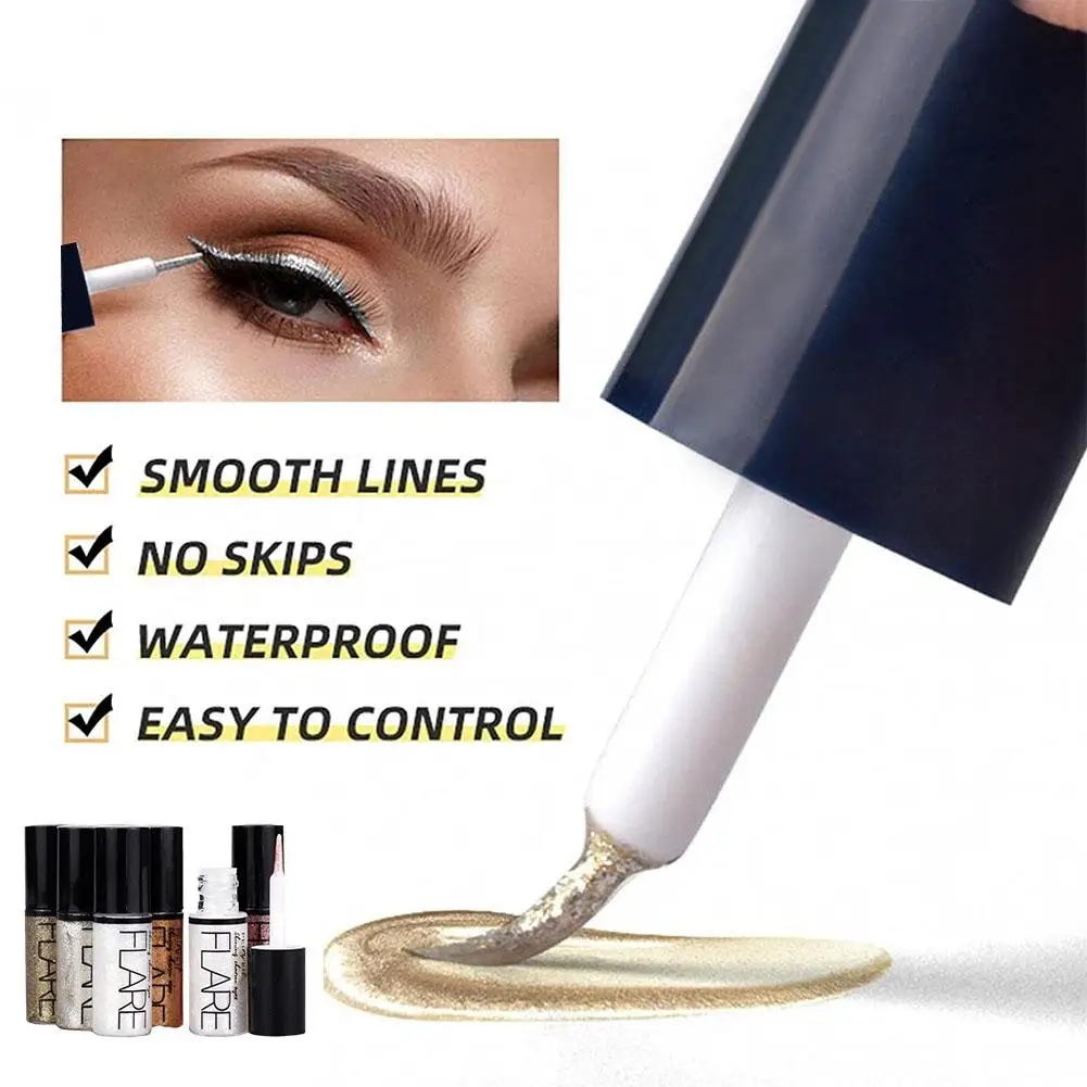 Brokatowy eyeliner w płynie szybkoschnący perłowy diamentowy cień do powiek cekiny złoty srebrny eyeliner w pisaku koreański makijaż kosmetyczny